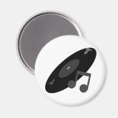 Retro Muziek Record & Note Black Magneet (Voorkant / Achterkant)
