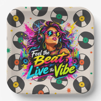 Retro muziek sfeer feest papieren bord