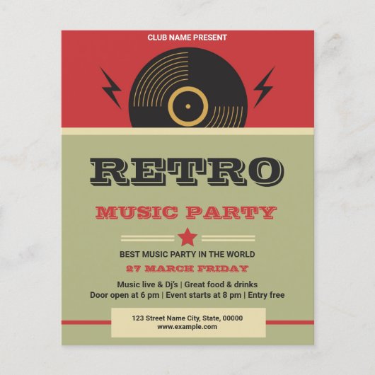 Retro Muziekafspraak Flyer (Voorkant)