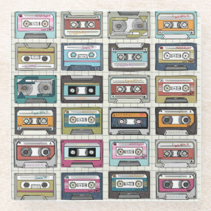 Retro muziekcassette: Nostalgisch icoon Glazen Onderzetter