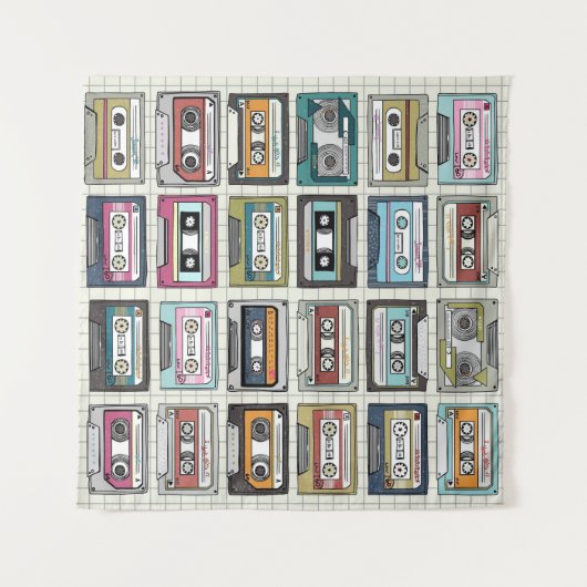 Retro muziekcassette: Nostalgisch icoon Wandkleed (Voorkant (horizontaal))