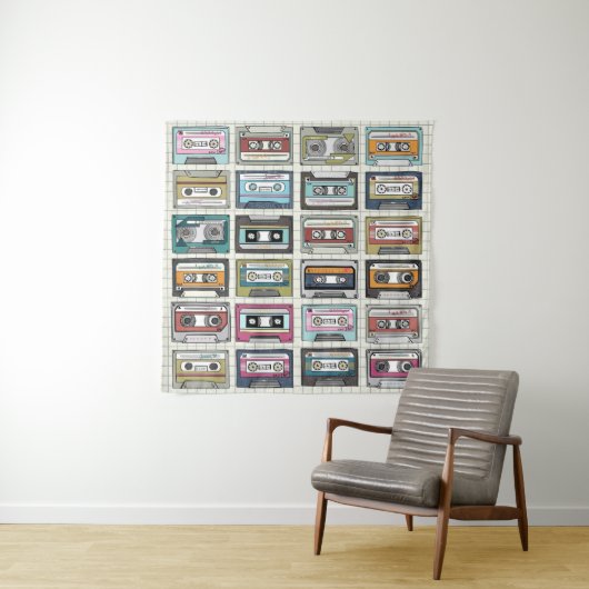 Retro muziekcassette: Nostalgisch icoon Wandkleed (In situ)