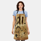 Retro-muzieknoten en piano schort (Gedragen)