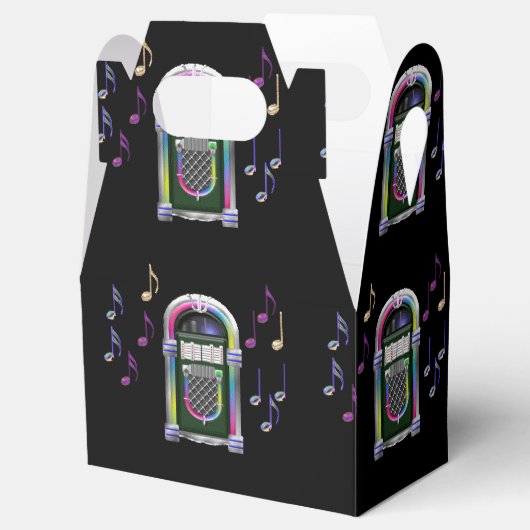 Retro Muzieknoten Juke Box Favor Box Bedankdoosjes (Geopend)