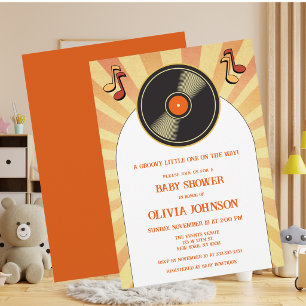 Retro Muziekuitnodiging Vinyl Groovy Baby Shower Save The Date