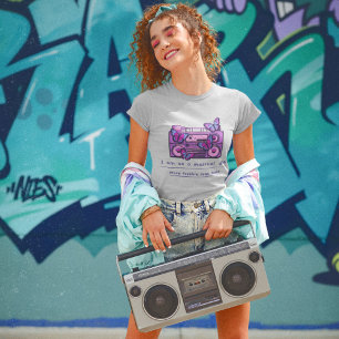 Retro muzikale woordcassette bandrecorder t-shirt