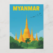 Retro Myanmar Travel Poster Briefkaart (Voorkant)