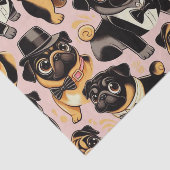 Retro Naadloze Schattigee Pug Tissuepapier (Detail)