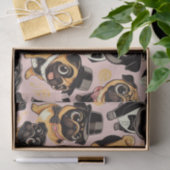 Retro Naadloze Schattigee Pug Tissuepapier (Geschenk)