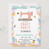 Retro naaien verjaardag Uitnodiging (Voorkant)