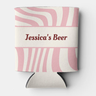 Retro Naam toevoegen Groovy Roze Rood Blauw Geel Blikjeskoeler