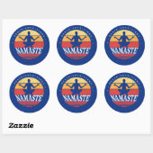 Retro Namaste, yoga pose Ronde Sticker (Vel)