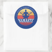Retro Namaste, yoga pose Ronde Sticker (Tas)