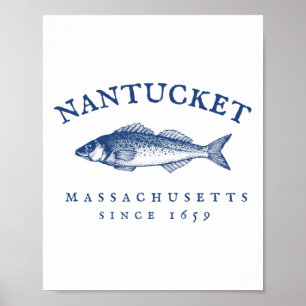 Retro Nantucket Massachusetts Vissen  Poster
