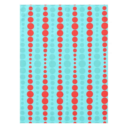 Rétro nappe de points de rouge et de turquoise (Devant)