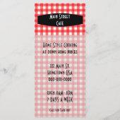 Retro Nappe En vichy Rouge Café Menu (Dos)