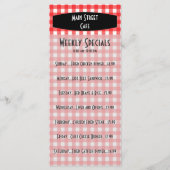 Retro Nappe En vichy Rouge Café Menu (Devant)