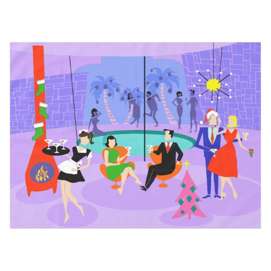 Rétro nappe tropicale de fête de Noël (Devant (Horizontal))