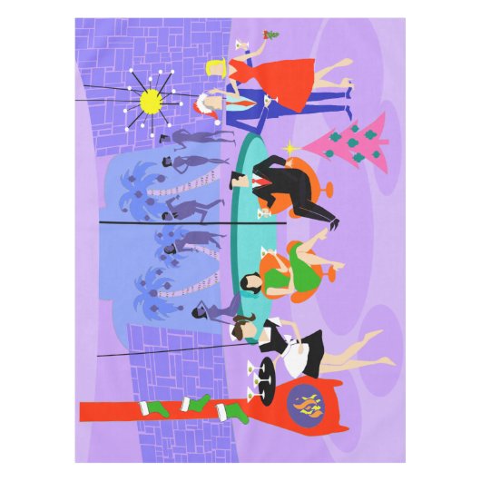 Rétro nappe tropicale de fête de Noël (Devant)