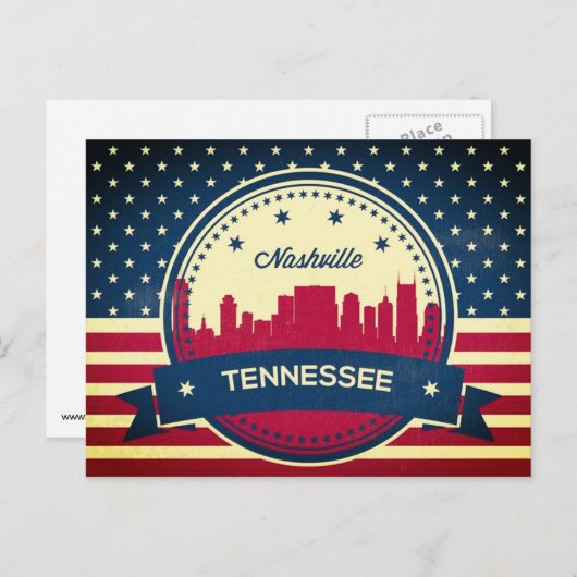 Retro Nashville Tennessee Skyline Briefkaart (Voorkant / Achterkant)