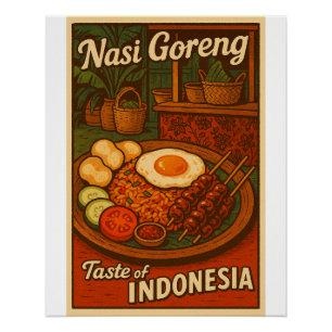 Retro Nasi Goreng Poster – Indonesische gebakken r Perfect Poster