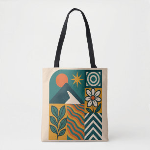 Retro Natuur Abstracte kunst-moderne geometrische Draagtas
