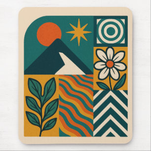 Retro Natuur Abstracte kunst-moderne geometrische Muismat
