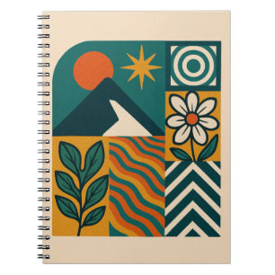 Retro Natuur Abstracte kunst-moderne geometrische  Notitieboek