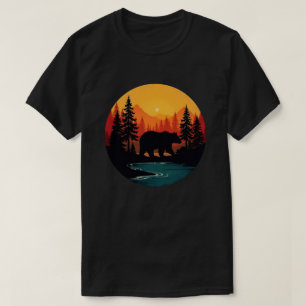 Retro natuur bos beer buiten natuur t-shirt