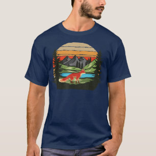 Retro Natuur Forest Trees Mountains Wildlife Anima T-shirt