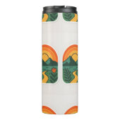 Retro Natuur Sunset -  Mountain Thermosbeker (Achterkant)