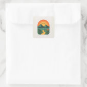 Retro Natuur Sunset - Mountain Vierkante Sticker (Tas)