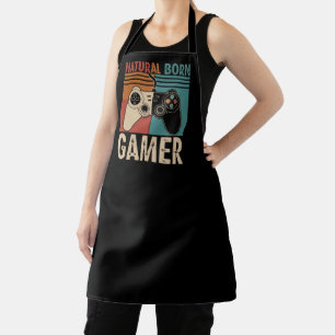 Retro Natuurlijke Geboorte Gamer Grappig Schort
