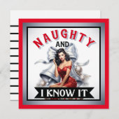 Retro Naughty en ik ken het Kerstmis Pinup Feestdagenkaart (Voorkant / Achterkant)
