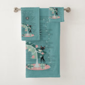 Retro Naughty Kat Kerstmis Bad Handdoek (Insitu)