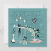 Retro Naughty Kat Kerstmis Kaart (Voorkant)