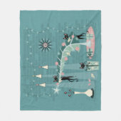 Retro Naughty Kat Kerstmis ©studioxine Fleece Deken (Voorkant)