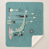 Retro Naughty Kat Kerstmis ©studioxine Sherpa Deken (Voorkant)