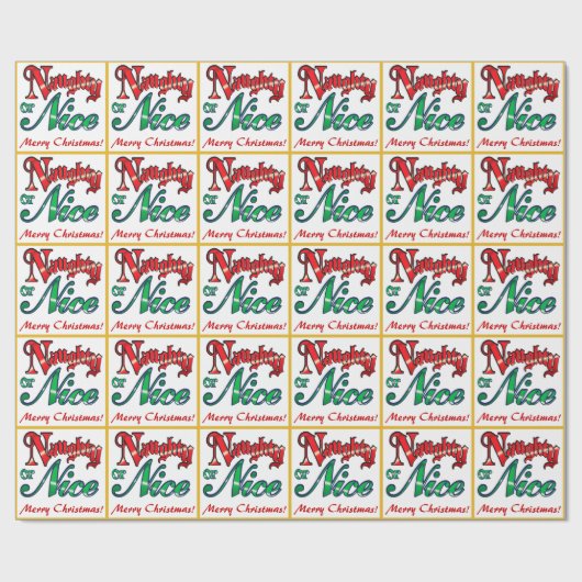 Retro Naughty of Nice kerst Cadeaupapier (Vlak)