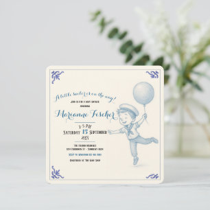 Retro Nautical Jongens Baby Shower Uitnodiging