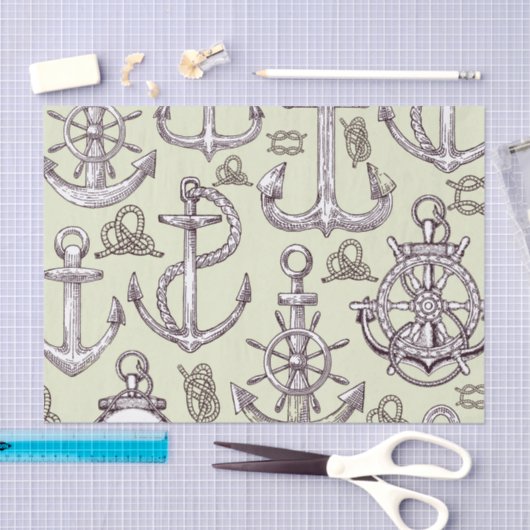 Retro Nautical Pattern Tissuepapier (Craft)