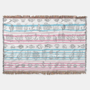 Retro Nautical Watercolor Patroon (12) Deken