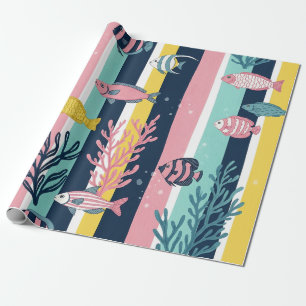 Retro Nautical Watercolor Patroon (7) Cadeaupapier