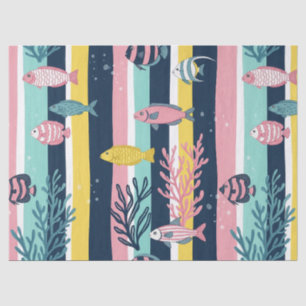 Retro Nautical Watercolor Patroon (7) Tissuepapier