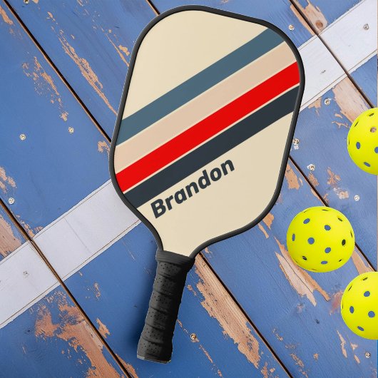 Retro Nautische Regenboog met Naam Pickleball Paddle