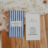 Retro Navy Blauw Blauwgroen Hand getrokken Stripes Visitekaartje