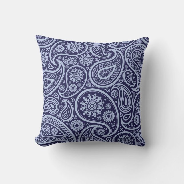 Retro Navy Blue Paisley Pattern Kussen (Voorkant)