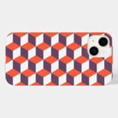 Retro Navy Blue Red Cube Modern Geometric Pattern Case-Mate iPhone Case (Achterkant (horizontaal))