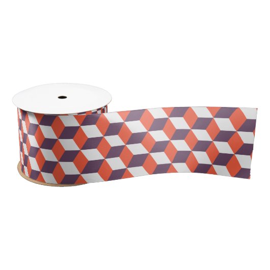 Retro Navy Blue Red Cube Modern Geometric Pattern Lint (Spoel)