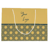 Retro Navy Bruin Patroon Custom Business Logo Groot Cadeauzakje (Achterkant)